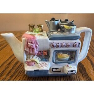 Vintage 1980s Novelty Buchase International Kitchen Ceramic Teapot